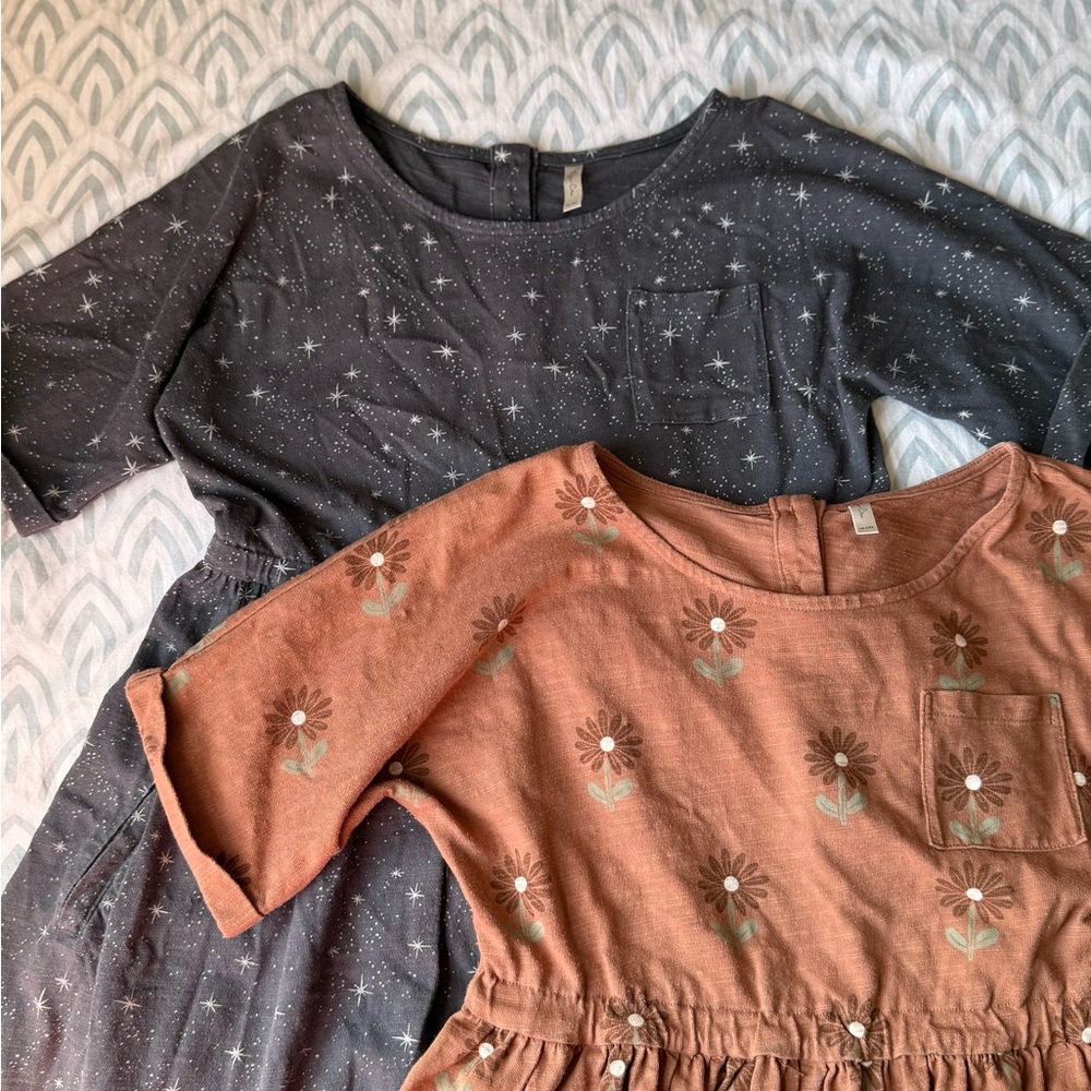 Rylee + Cru Midi Dresses in Rust and Charcoal